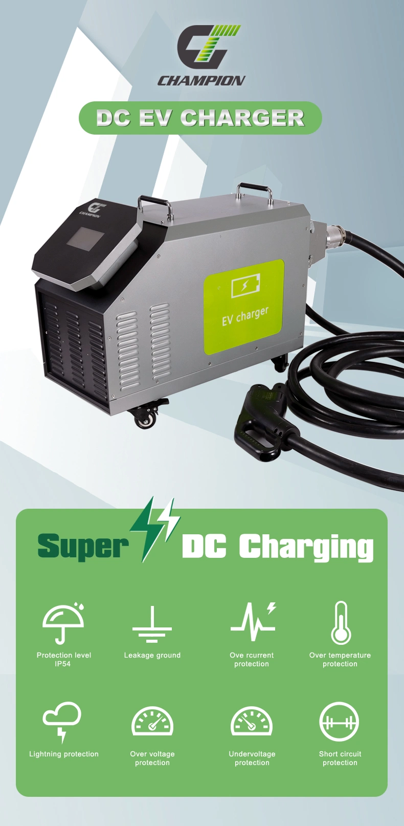 New Energy Electrical Vehicle 7kw 15kw 20kw 30kw 40kw CCS2 Portable Movable Fast DC EV Charger Station Evse Charging Station