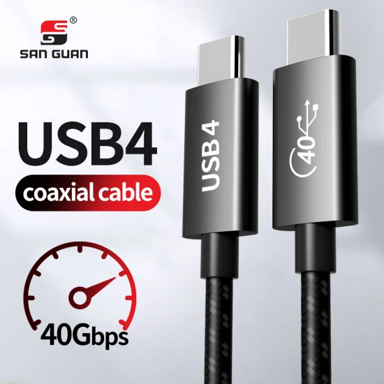 工場直販同軸線USB 4.0 100W CからType Cデータ伝送高速充電ケーブル、錫メッキ銅付き
