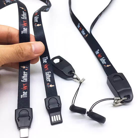 卸売価格新しいプロモーションギフト USB ストラップネックストラップ充電器ケーブルストラップタイプ C 3 In1 電話用データケーブル